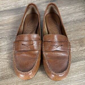 Born Malena Cognac Leather Loafer Comfort Slip On Shoes Tan Brown Womens Size 7